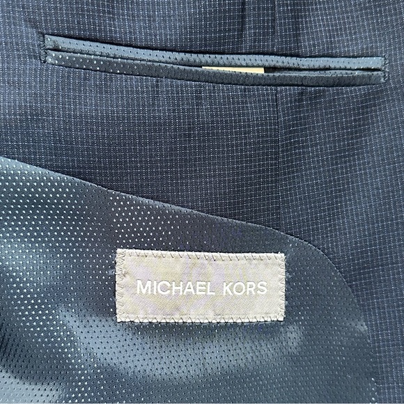 MICHAEL KORS Men’s Navy Wool Blend Blue Micro Checks Suit Jacket 42R - Picture 7 of 7